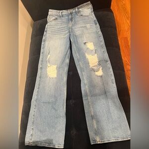 Hollister Light Blue Distressed Straight Leg Jeans